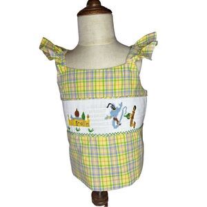 Wish Upon a Star Yellow Plaid Smocked Alladian Scene - Size Kids 5